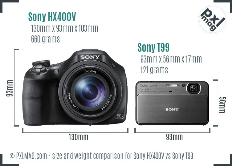 Sony HX400V vs Sony T99 size comparison