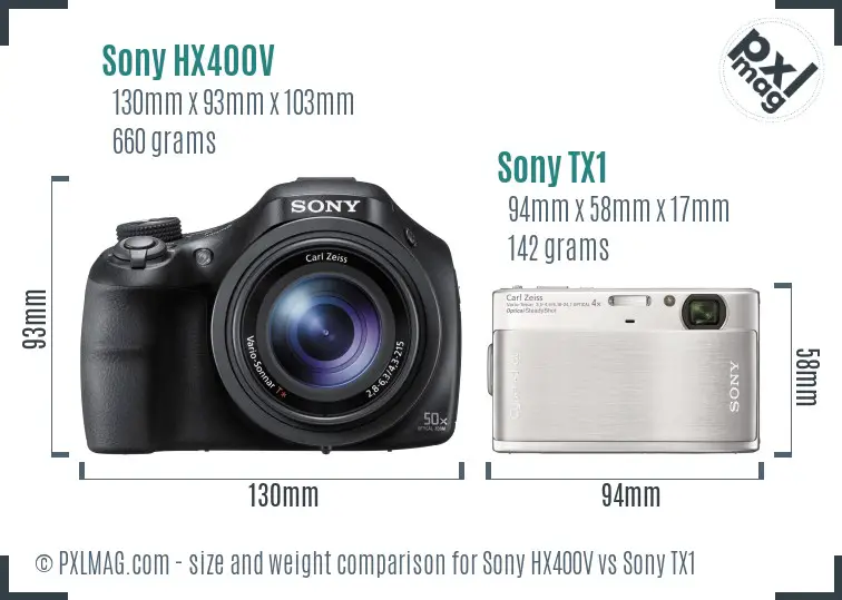 Sony HX400V vs Sony TX1 size comparison