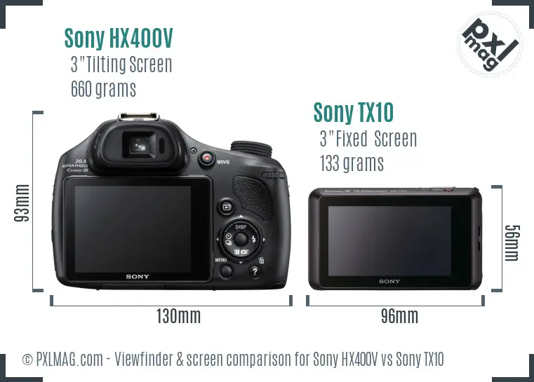 Sony HX400V vs Sony TX10 Screen and Viewfinder comparison