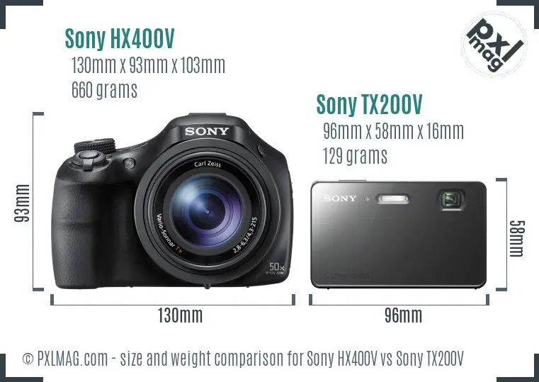 Sony HX400V vs Sony TX200V size comparison