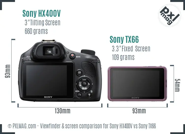 Sony HX400V vs Sony TX66 Screen and Viewfinder comparison