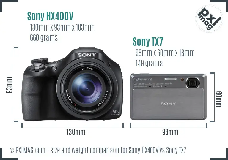 Sony HX400V vs Sony TX7 size comparison