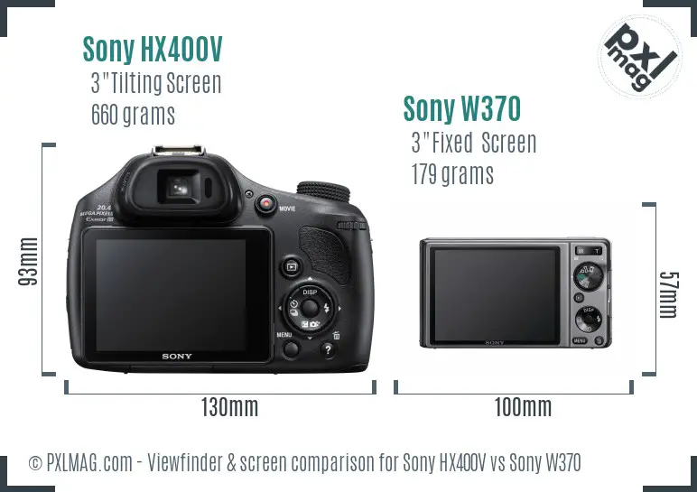 Sony HX400V vs Sony W370 Screen and Viewfinder comparison
