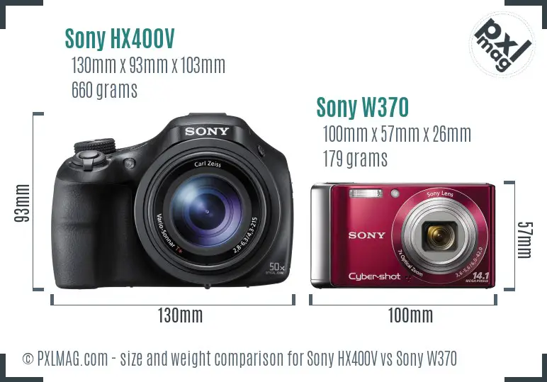 Sony HX400V vs Sony W370 size comparison