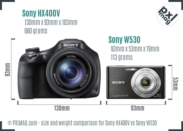 Sony HX400V vs Sony W530 size comparison
