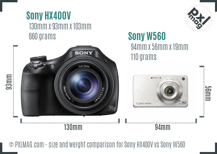 Sony HX400V vs Sony W560 size comparison