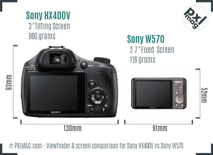 Sony HX400V vs Sony W570 Screen and Viewfinder comparison