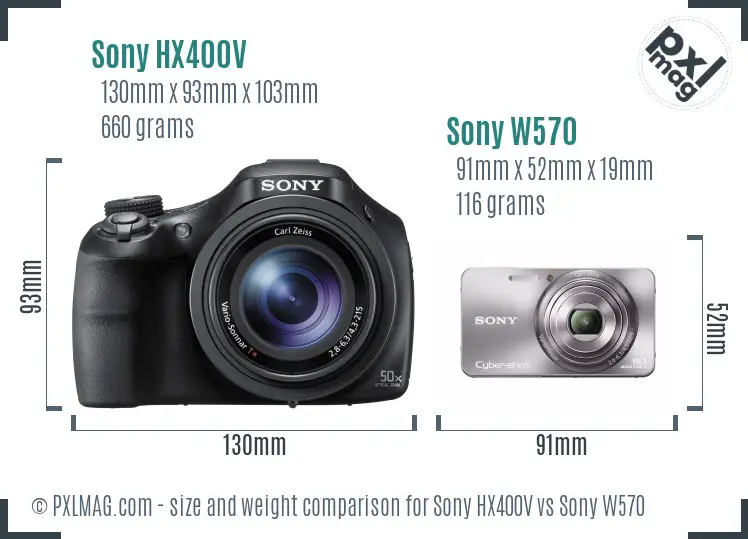 Sony HX400V vs Sony W570 size comparison