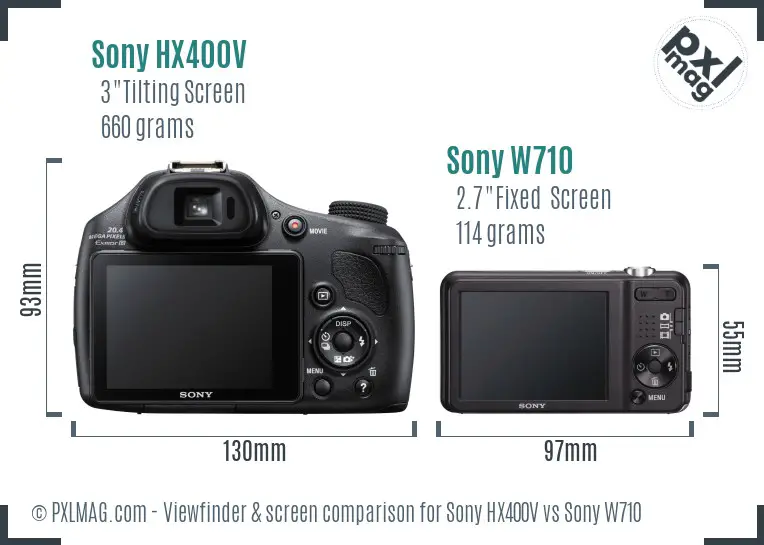 Sony HX400V vs Sony W710 Screen and Viewfinder comparison