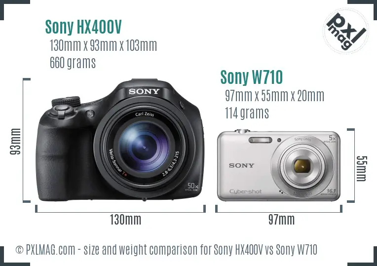 Sony HX400V vs Sony W710 size comparison