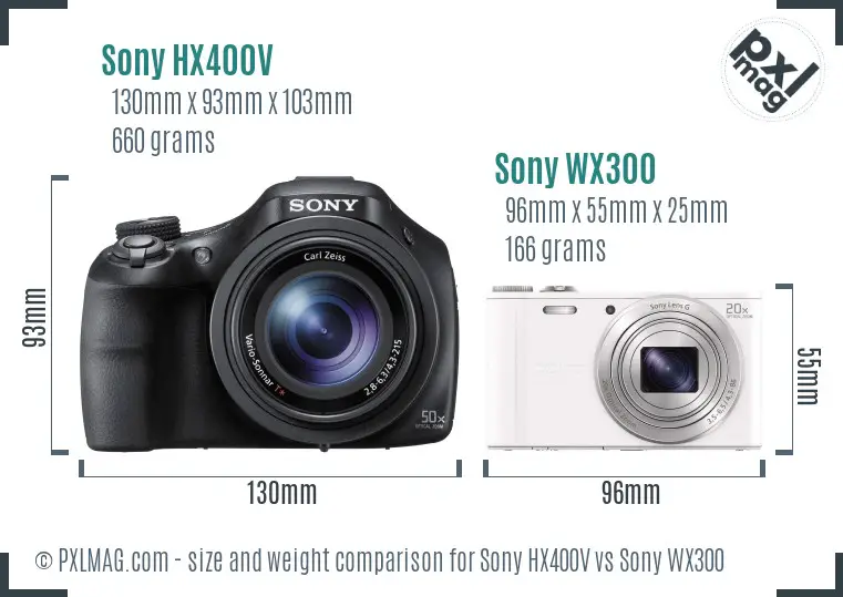 Sony HX400V vs Sony WX300 size comparison
