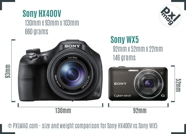 Sony HX400V vs Sony WX5 size comparison