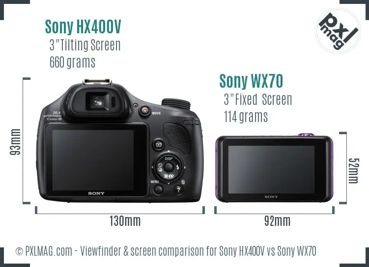 Sony HX400V vs Sony WX70 Screen and Viewfinder comparison