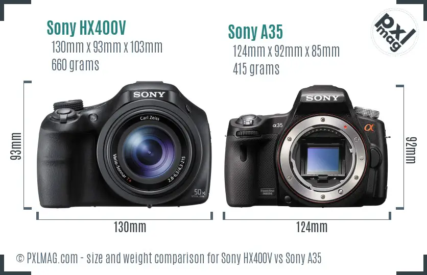 Sony HX400V vs Sony A35 size comparison