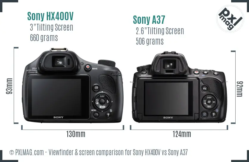 Sony HX400V vs Sony A37 Screen and Viewfinder comparison