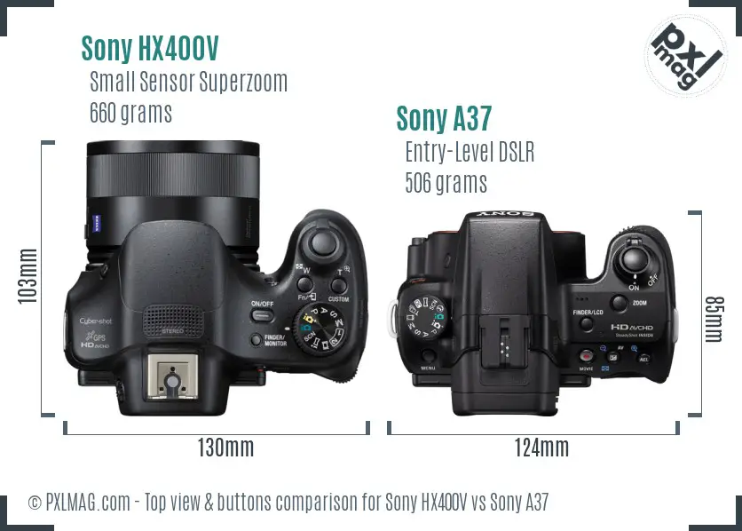 Sony HX400V vs Sony A37 top view buttons comparison