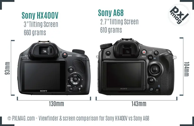 Sony HX400V vs Sony A68 Screen and Viewfinder comparison