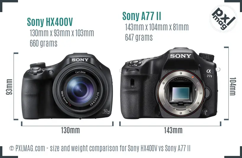 Sony HX400V vs Sony A77 II size comparison