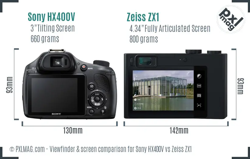 Sony HX400V vs Zeiss ZX1 Screen and Viewfinder comparison