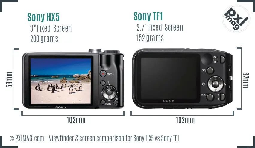 Sony HX5 vs Sony TF1 Screen and Viewfinder comparison