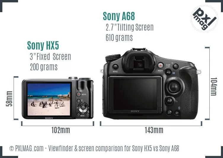 Sony HX5 vs Sony A68 Screen and Viewfinder comparison