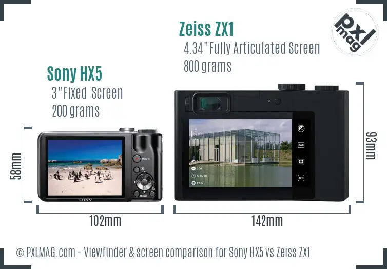 Sony HX5 vs Zeiss ZX1 Screen and Viewfinder comparison