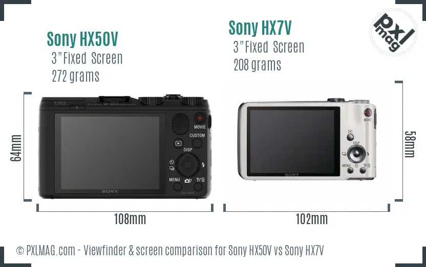 Sony HX50V vs Sony HX7V Screen and Viewfinder comparison