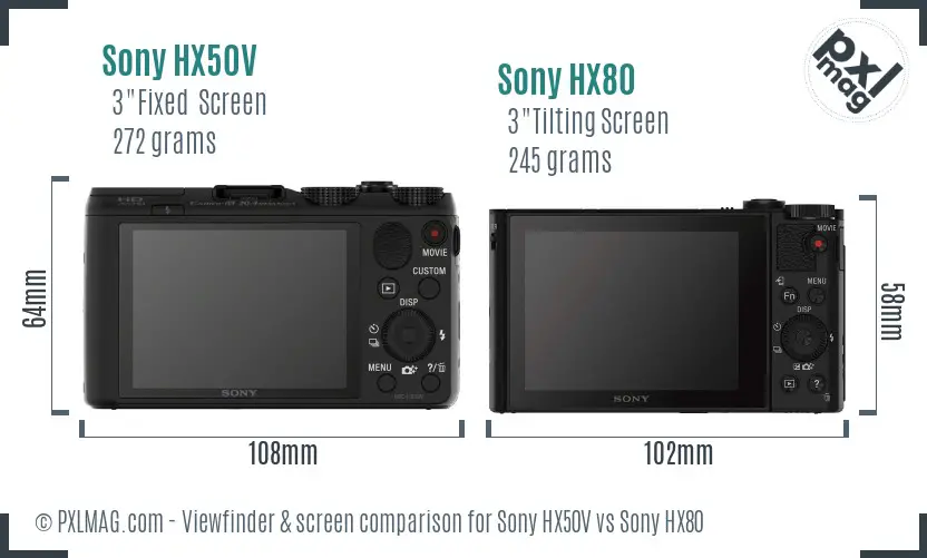 Sony HX50V vs Sony HX80 Screen and Viewfinder comparison
