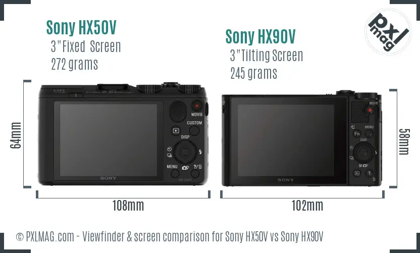 Sony HX50V vs Sony HX90V Screen and Viewfinder comparison