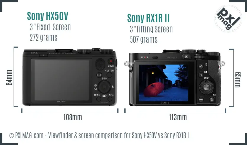 Sony HX50V vs Sony RX1R II Screen and Viewfinder comparison