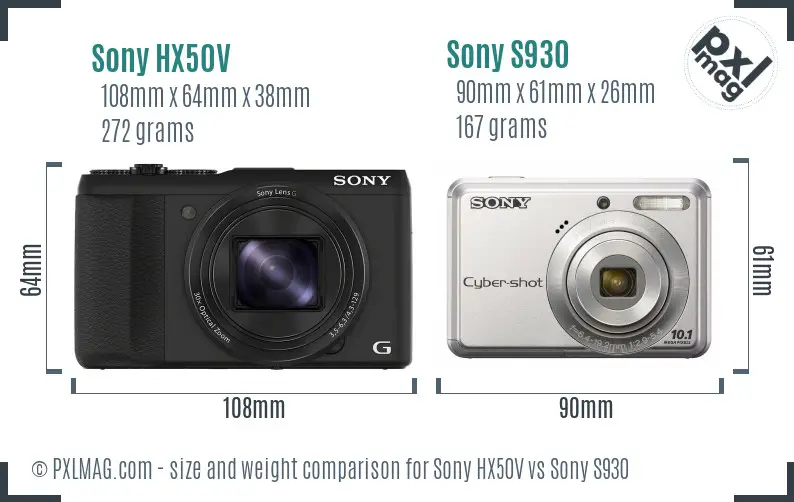 Sony HX50V vs Sony S930 size comparison