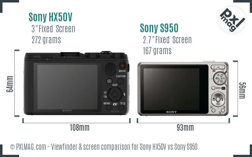 Sony HX50V vs Sony S950 Screen and Viewfinder comparison
