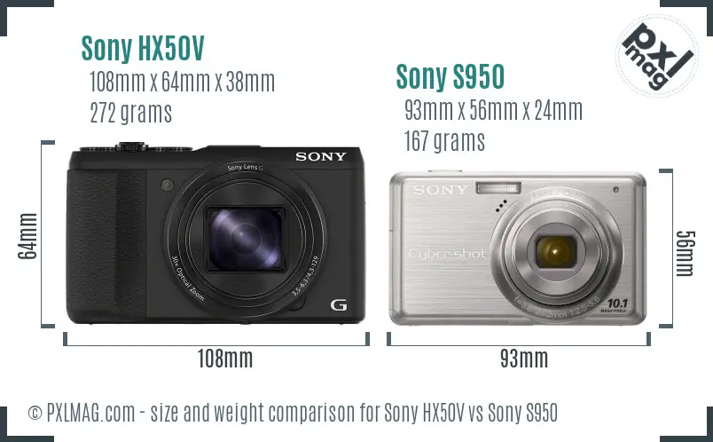 Sony HX50V vs Sony S950 size comparison