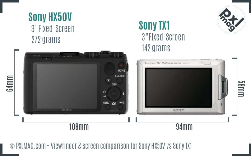 Sony HX50V vs Sony TX1 Screen and Viewfinder comparison