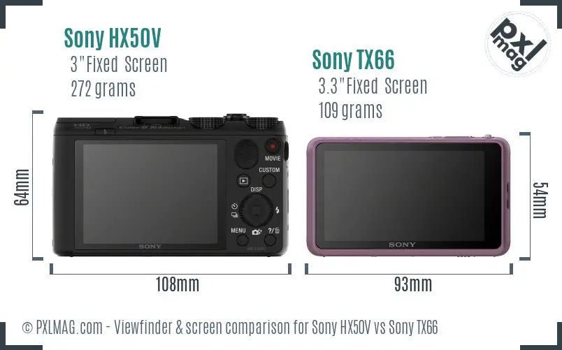 Sony HX50V vs Sony TX66 Screen and Viewfinder comparison