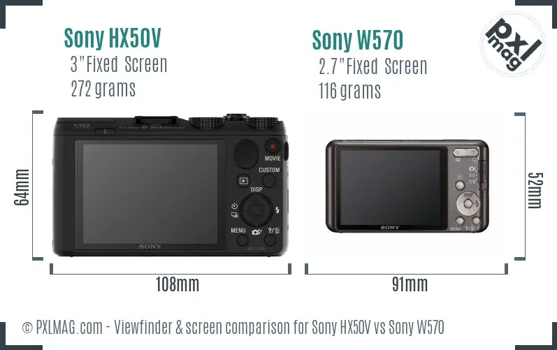 Sony HX50V vs Sony W570 Screen and Viewfinder comparison