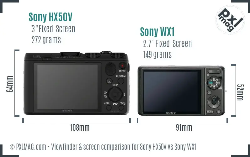 Sony HX50V vs Sony WX1 Screen and Viewfinder comparison
