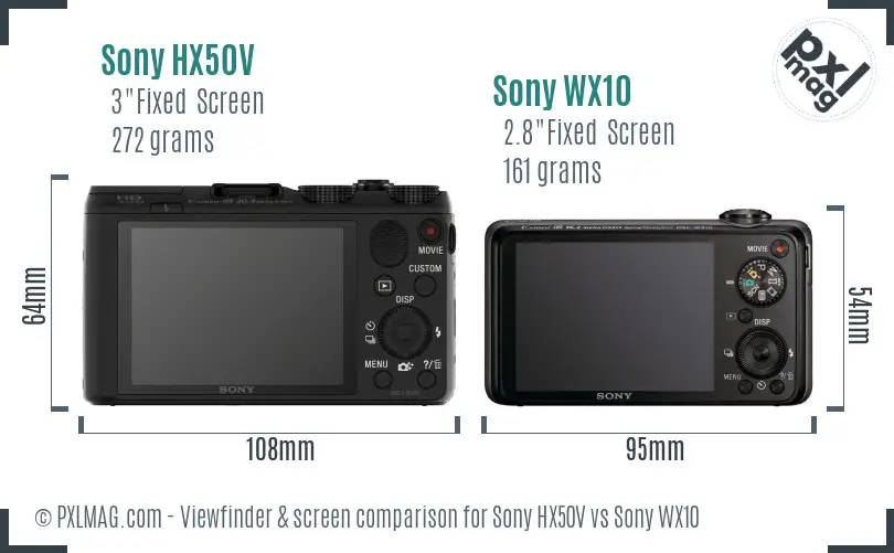 Sony HX50V vs Sony WX10 Screen and Viewfinder comparison
