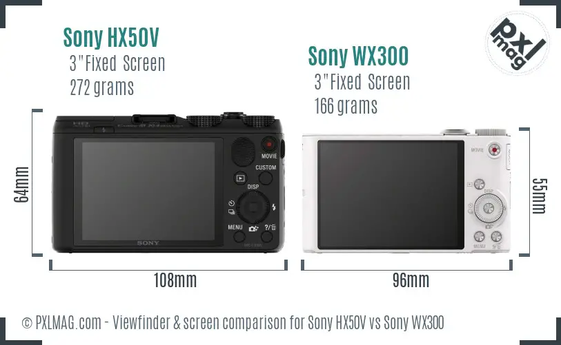 Sony HX50V vs Sony WX300 Screen and Viewfinder comparison