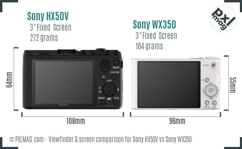 Sony HX50V vs Sony WX350 Screen and Viewfinder comparison