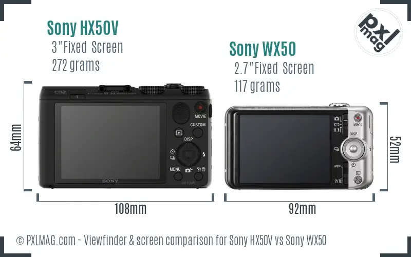 Sony HX50V vs Sony WX50 Screen and Viewfinder comparison