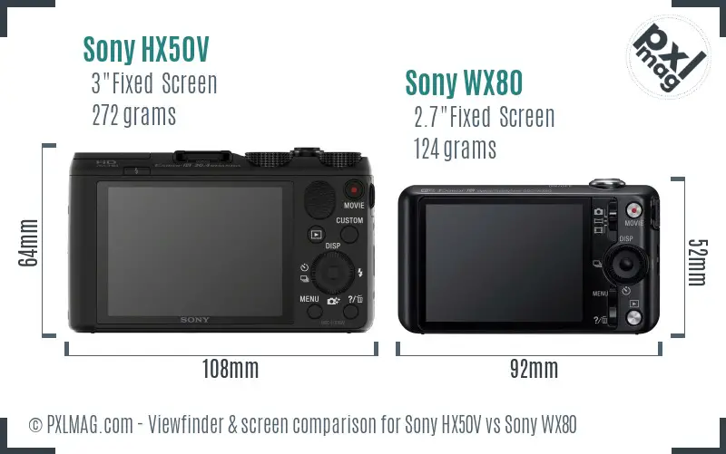 Sony HX50V vs Sony WX80 Screen and Viewfinder comparison