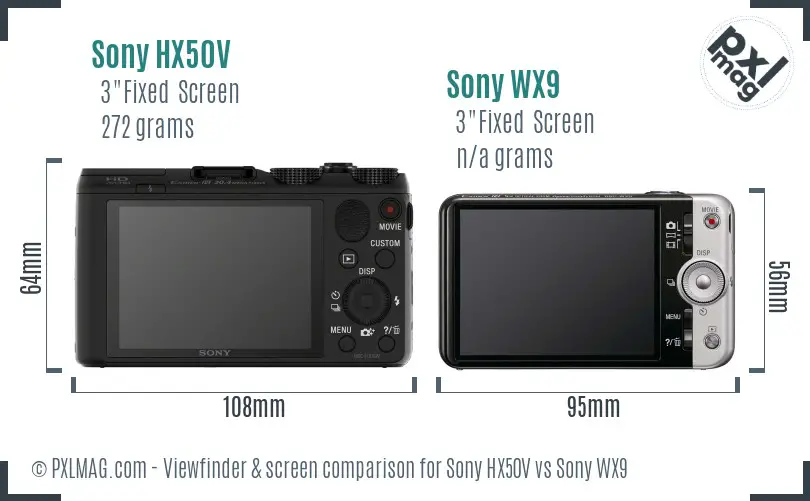 Sony HX50V vs Sony WX9 Screen and Viewfinder comparison