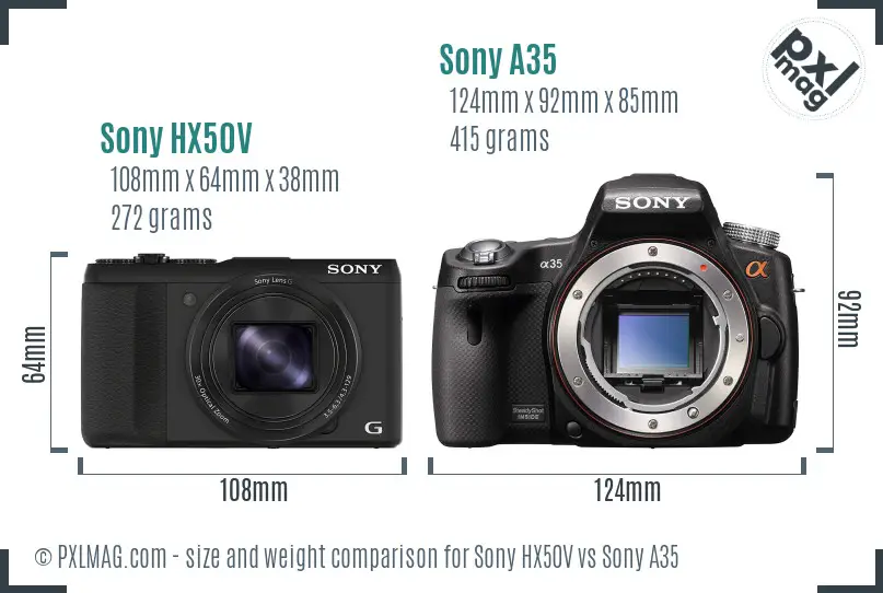 Sony HX50V vs Sony A35 size comparison