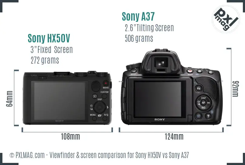 Sony HX50V vs Sony A37 Screen and Viewfinder comparison