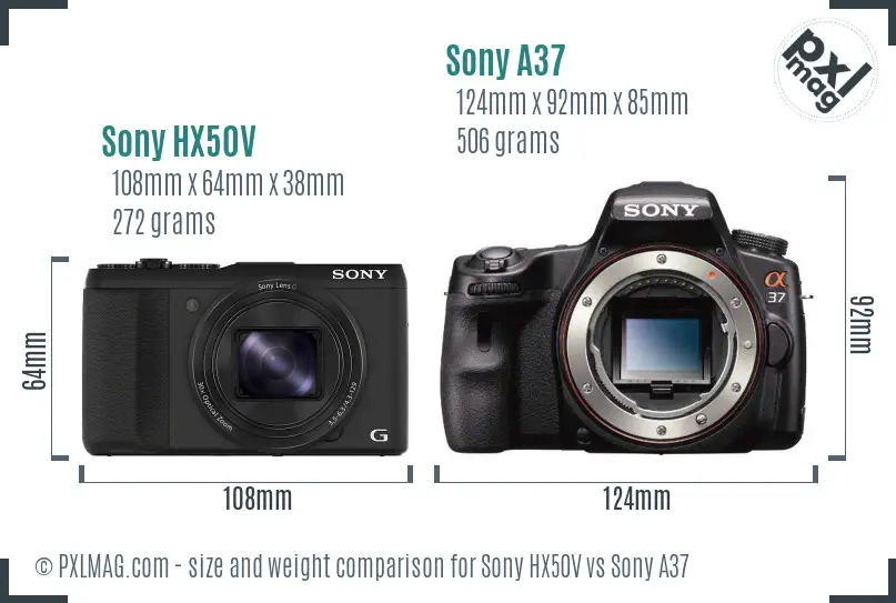 Sony HX50V vs Sony A37 size comparison