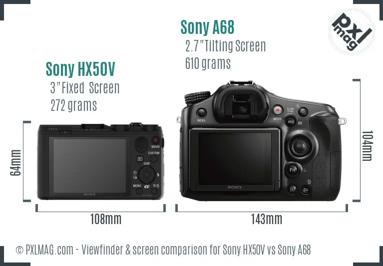 Sony HX50V vs Sony A68 Screen and Viewfinder comparison