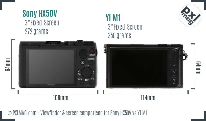 Sony HX50V vs YI M1 Screen and Viewfinder comparison