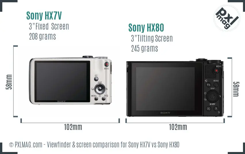 Sony HX7V vs Sony HX80 Screen and Viewfinder comparison