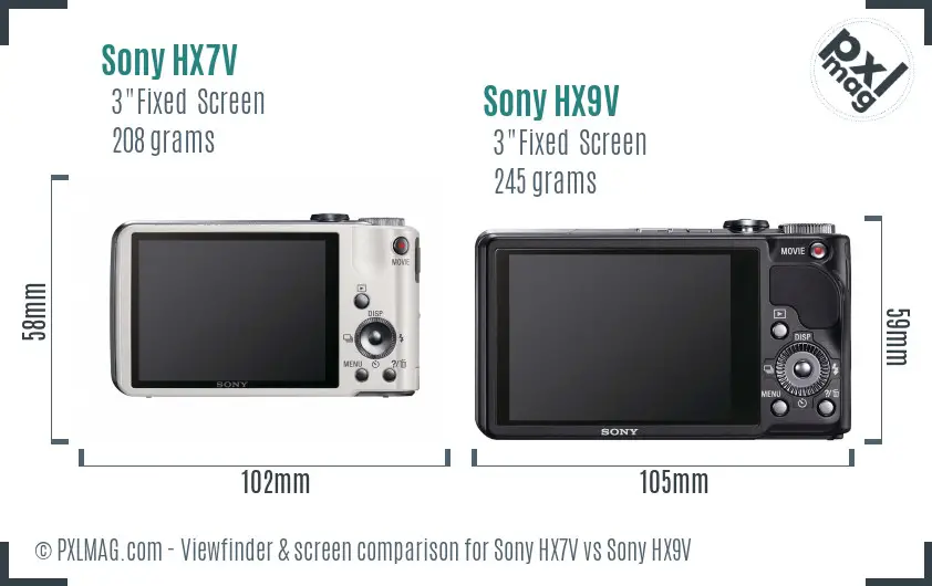 Sony HX7V vs Sony HX9V Screen and Viewfinder comparison